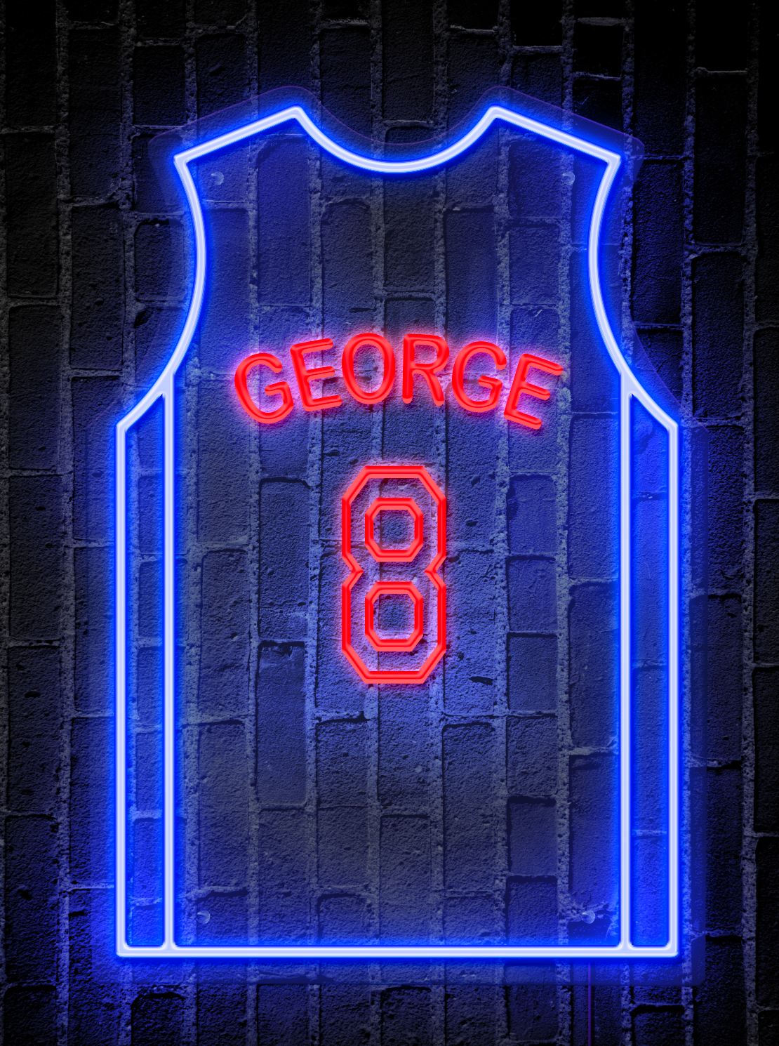 George #13 Glow Jersey, Sports LED Sign, Basketball Wall Decor, Mens ...